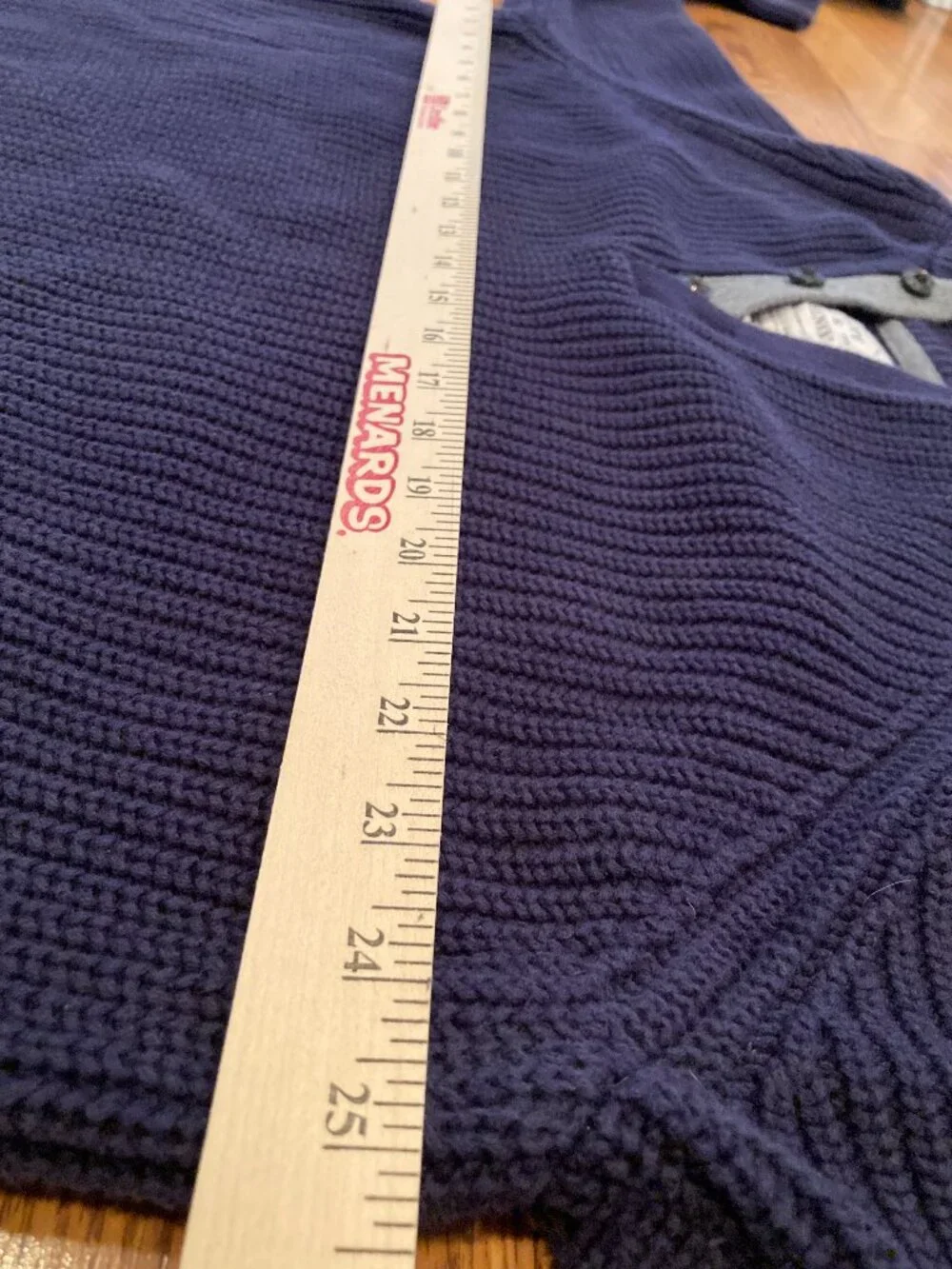 Hope & Henry Men's 100% Organic Cotton Navy Blue Henley Pullover Sweater Size XL
